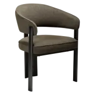 DAN-FORM Duct matstol, med armstöd - mörk olivgrönt bouclétyg och antik tennmetall