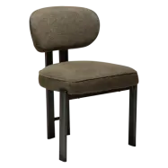 DAN-FORM Duct matstol - mörk olivgrönt bouclétyg och antik tennmetall