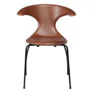 DAN-FORM Flair Matstol - Ljusbrunt Läder och Svart Stål