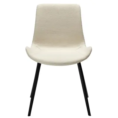 DAN-FORM Hype matstol - beige bouclétyg och svart stål