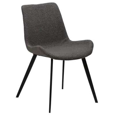 DAN-FORM Hype matstol - grått RPES bouclétyg och svart stål