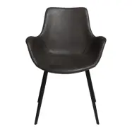 DAN-FORM Hype Matstol, med Armstöd - Vintage Grå Konstläder och Svart Stål