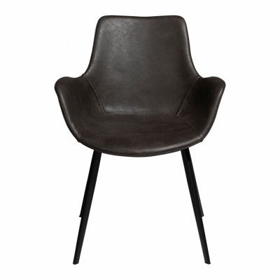 DAN-FORM Hype Matstol, med Armstöd - Vintage Grå Konstläder och Svart Stål