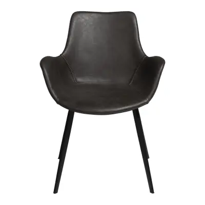 DAN-FORM Hype Matstol, med Armstöd - Vintage Grå Konstläder och Svart Stål