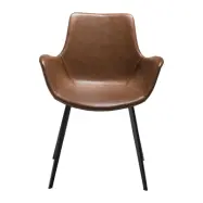 DAN-FORM Hype Matstol, med Armstöd - Vintage Ljusbrunt Konstläder och Svart Stål