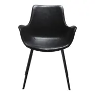 DAN-FORM Hype Matstol, med Armstöd - Vintage Svart Konstläder och Svart Stål