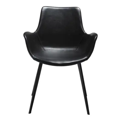 DAN-FORM Hype Matstol, med Armstöd - Vintage Svart Konstläder och Svart Stål
