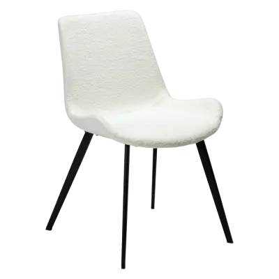 DAN-FORM Hype matstol - vit/beige RPES bouclétyg och svart stål