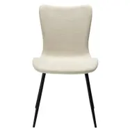 DAN-FORM Medusa matstol - beige bouclétyg och svart stål
