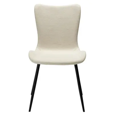 DAN-FORM Medusa matstol - beige bouclétyg och svart stål