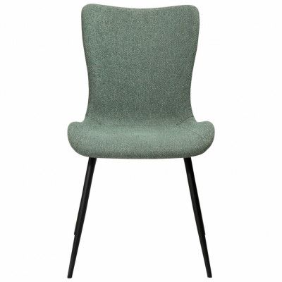 DAN-FORM Medusa matstol - grönt bouclétyg och svart stål