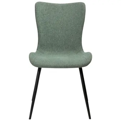 DAN-FORM Medusa matstol - grönt bouclétyg och svart stål
