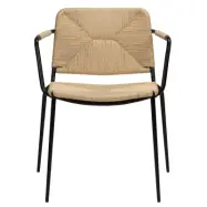 DAN-FORM Stiletto Matstol, med Armstöd - Naturpapperssnöre och Svart Stål