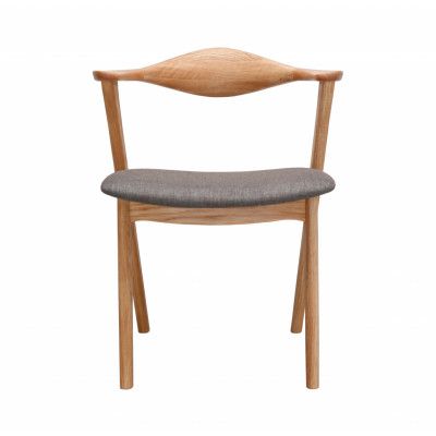 Designer Matstol, med Armstöd - Grå / Brun Polyester och Naturlig Ek