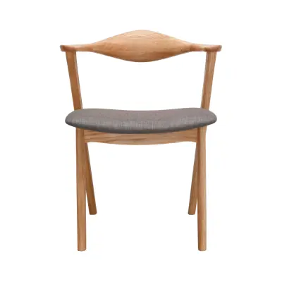 Designer Matstol, med Armstöd - Grå / Brun Polyester och Naturlig Ek