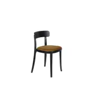 DUTCHBONE Brandon matstol - ockergult polyestertyg och svart ask