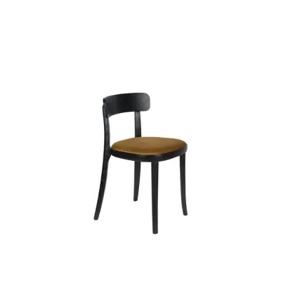 DUTCHBONE Brandon matstol - ockergult polyestertyg och svart ask