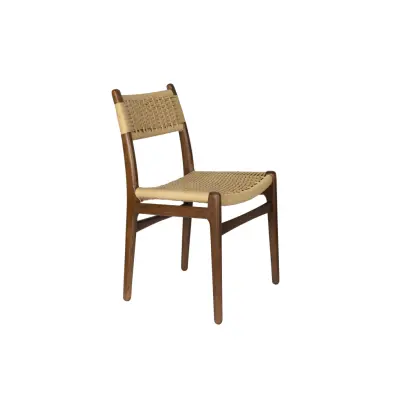 DUTCHBONE Cecile matbordsstol - naturpapperssnöre och brunt bokträ