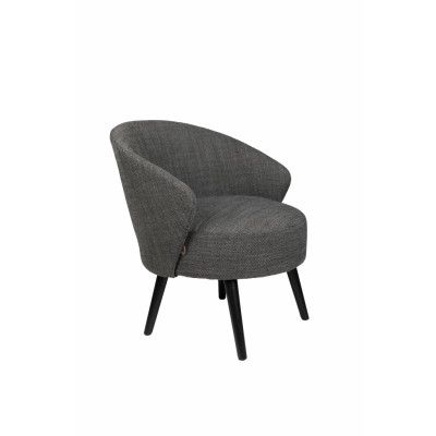 DUTCHBONE Waldo fåtölj, med armstöd - antracitgrå polyester och svart metall/ek