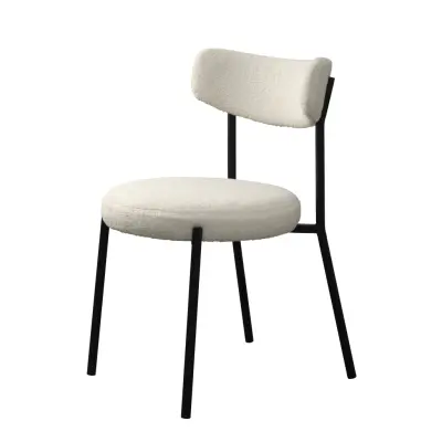 Gimli matstol - benvitt teddytyg och svart metall