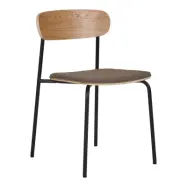 HOUSE NORDIC Estepona matstol, stapelbar - brun polyester, naturligt askträ och svart stål