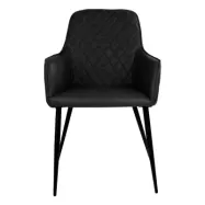 HOUSE NORDIC Harbo Matstol - Svart Konstläder och Svarta Metallben, med Armstöd