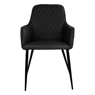 HOUSE NORDIC Harbo Matstol - Svart Konstläder och Svarta Metallben, med Armstöd