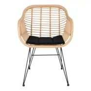 HOUSE NORDIC Trieste Matstol - Naturlig Rotting / Metall, med Armstöd, inkl. Hynde