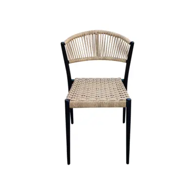 HOUSE OF SANDER Astrid matstol - naturlig polyrotting och svart aluminium