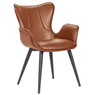 HOUSE OF SANDER Mist Matstol, med Armstöd - Cognacfärgat Konstläder med Svarta Ben