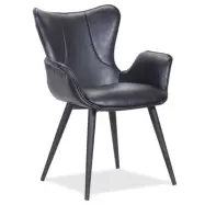 HOUSE OF SANDER Mist Matstol, med Armstöd - Svart Konstläder med Svarta Ben