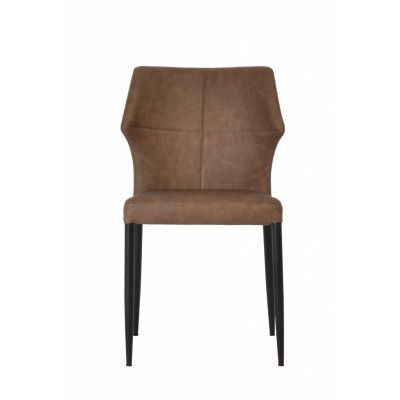HOUSE OF SANDER Runa Matstol - Brunt PU-läder och Svarta Ben