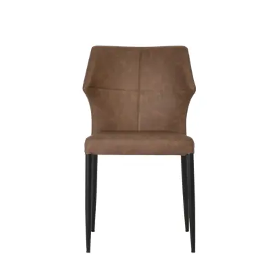 HOUSE OF SANDER Runa Matstol - Brunt PU-läder och Svarta Ben