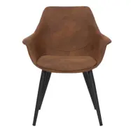 HOUSE OF SANDER Signe Matstol, med Armstöd - Brun Mockaimitation med Svarta Ben
