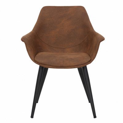 HOUSE OF SANDER Signe Matstol, med Armstöd - Brun Mockaimitation med Svarta Ben