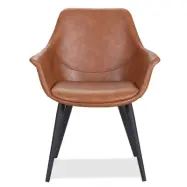 HOUSE OF SANDER Signe Matstol, med Armstöd - Cognac Färgat PU-läder med Svarta Ben
