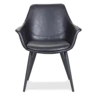 HOUSE OF SANDER Signe Matstol, med Armstöd - Svart PU-läder med Svarta Ben