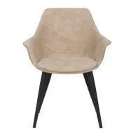 HOUSE OF SANDER Signe Matstol, med Armstöd - Taupefärgad Mockaimitation med Svarta Ben