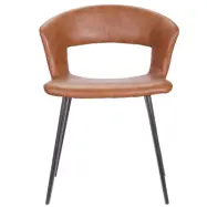 HOUSE OF SANDER Tora Matstol, med Armstöd - Konjaksfärgat PU-läder med Svarta Metallben