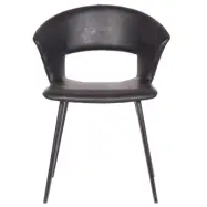 HOUSE OF SANDER Tora Matstol, med Armstöd - Svart PU-läder med Svarta Metallben