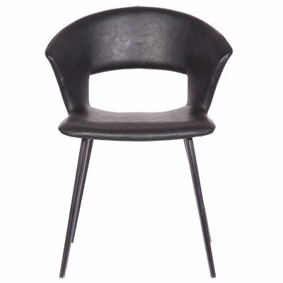 HOUSE OF SANDER Tora Matstol, med Armstöd - Svart PU-läder med Svarta Metallben