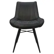 HSM COLLECTION Denver Matstol - Gr&aring;tt Tyg och Svart Metall