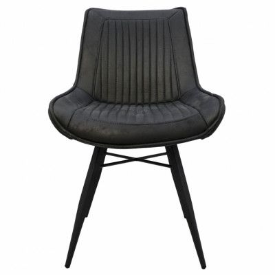 HSM COLLECTION Denver Matstol - Grått Tyg och Svart Metall