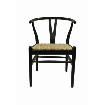 HSM COLLECTION Matstol Delilah svart/natt. mahogny/bananblad 50*41*78