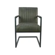 HSM COLLECTION Texas Matstol, med Armst&ouml;d - Arm&eacute;gr&ouml;nt Yacht-l&auml;der och Metall