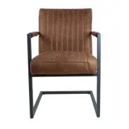 HSM COLLECTION Texas Matstol, med Armst&ouml;d - Cognac Yacht-l&auml;der och Metall