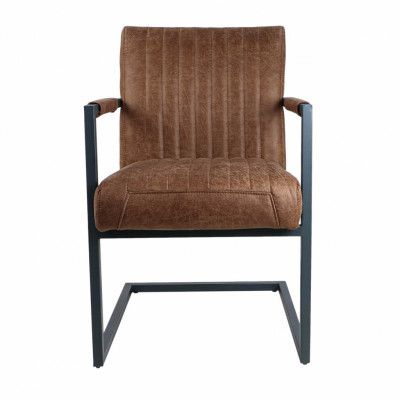 HSM COLLECTION Texas Matstol, med Armstöd - Cognac Yacht-läder och Metall