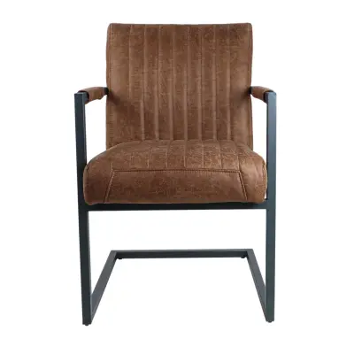 HSM COLLECTION Texas Matstol, med Armstöd - Cognac Yacht-läder och Metall