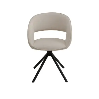 KARE DESIGN Gina matstol, med armstöd och snurrfunktion - beige tyg och svart stål