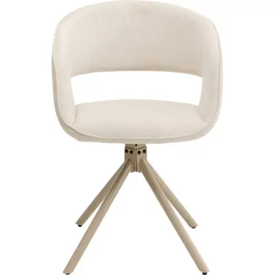 KARE DESIGN Gina matstol, med armstöd och snurrfunktion - krämfärgat tyg och grått stål